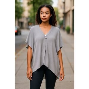 NWT Lilla P Poncho Soft Sweater Knit GRAY Comfort Minimalist Heritage SM